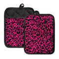 Hot Pink Leopard Print Pot Holders With Pocket