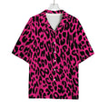 Hot Pink Leopard Print Rayon Hawaiian Shirt