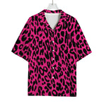 Hot Pink Leopard Print Rayon Hawaiian Shirt