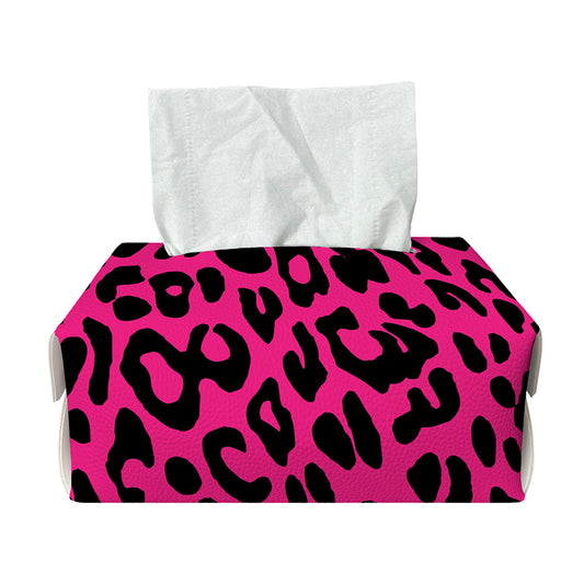 Hot Pink Leopard Print Rectangle Tissue Box Cover