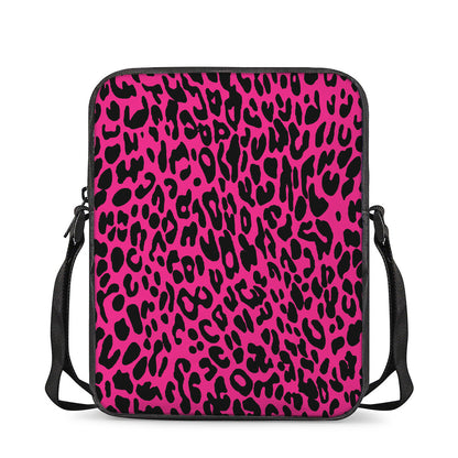 Hot Pink Leopard Print Rectangular Crossbody Bag