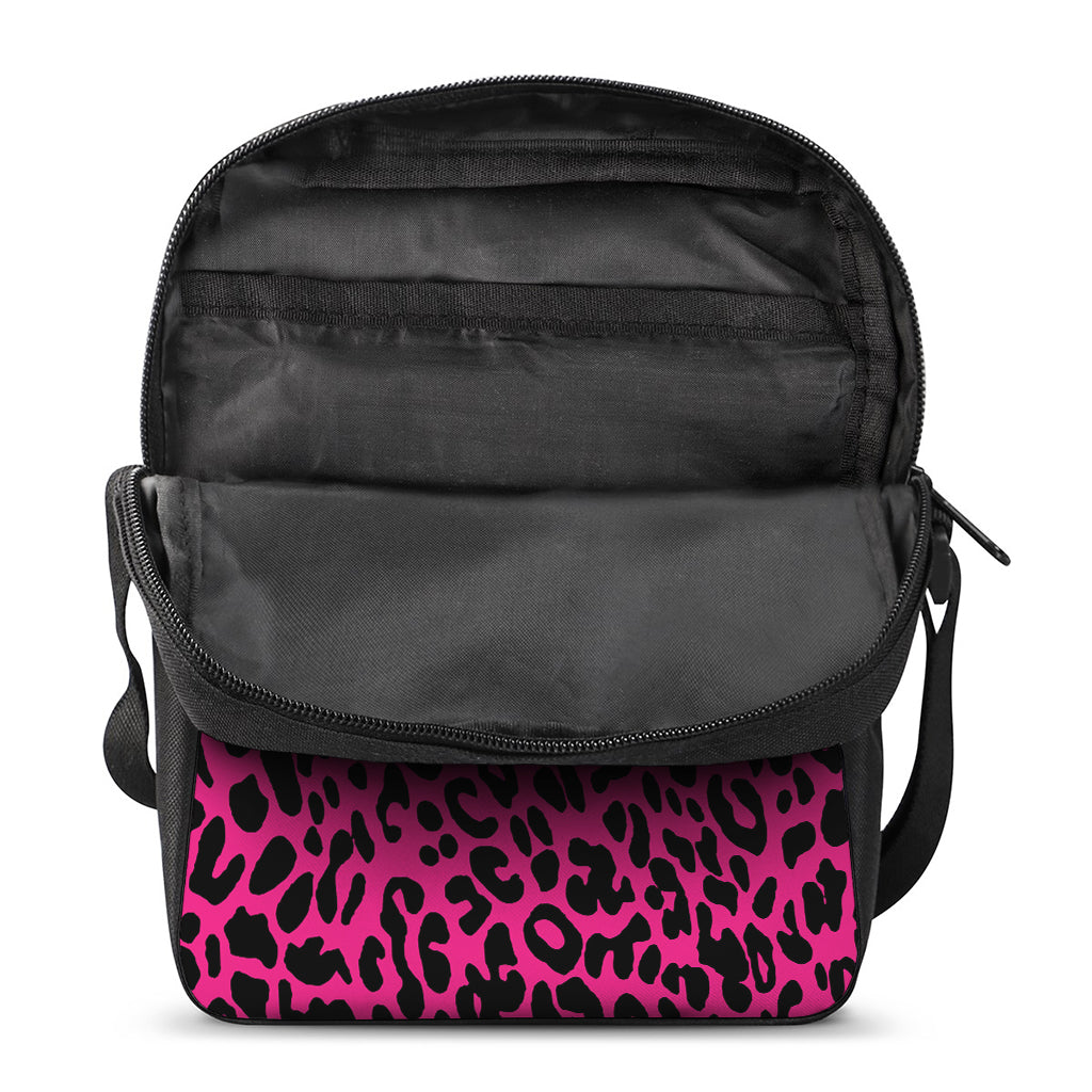 Hot Pink Leopard Print Rectangular Crossbody Bag