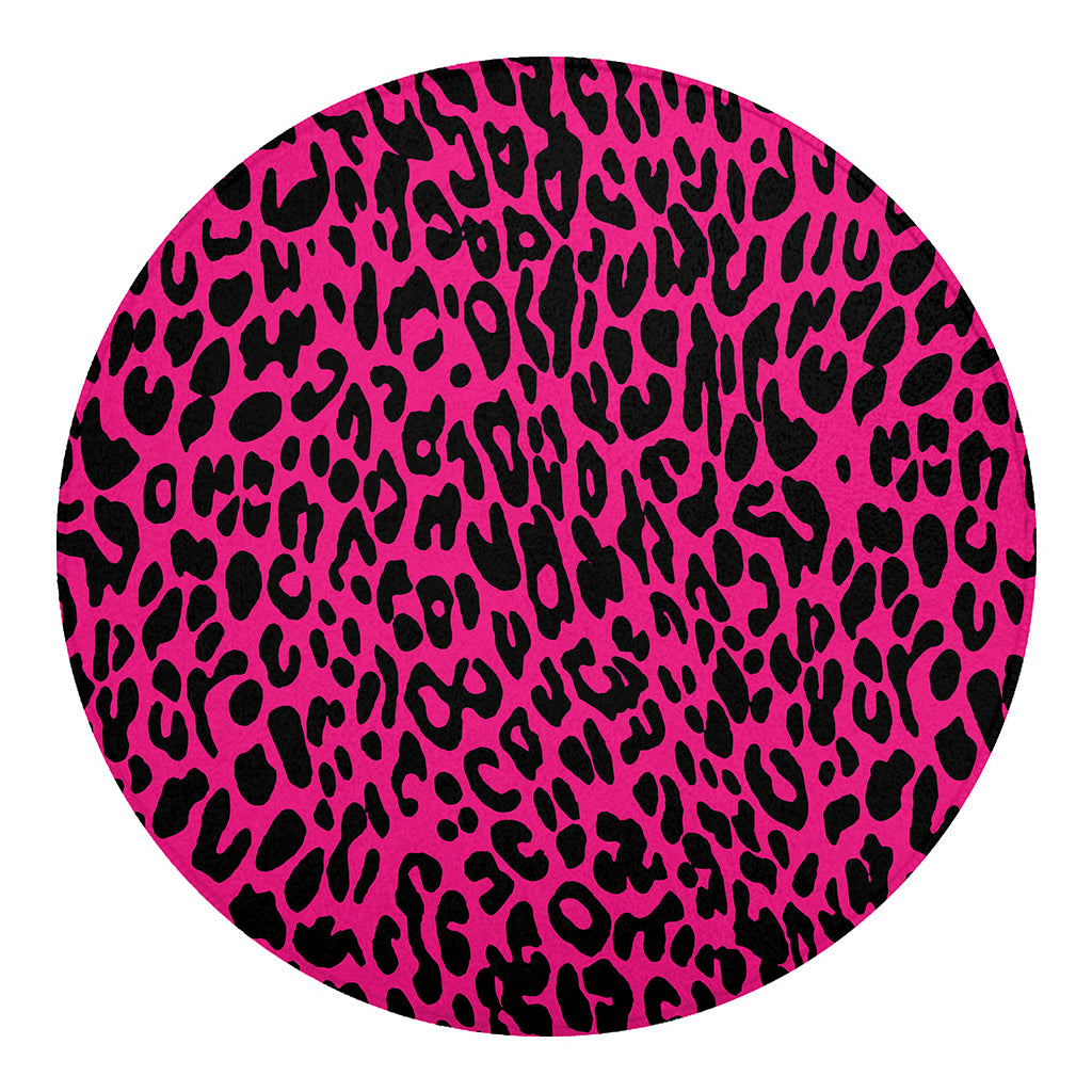 Hot Pink Leopard Print Round Blanket