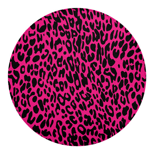 Hot Pink Leopard Print Round Blanket