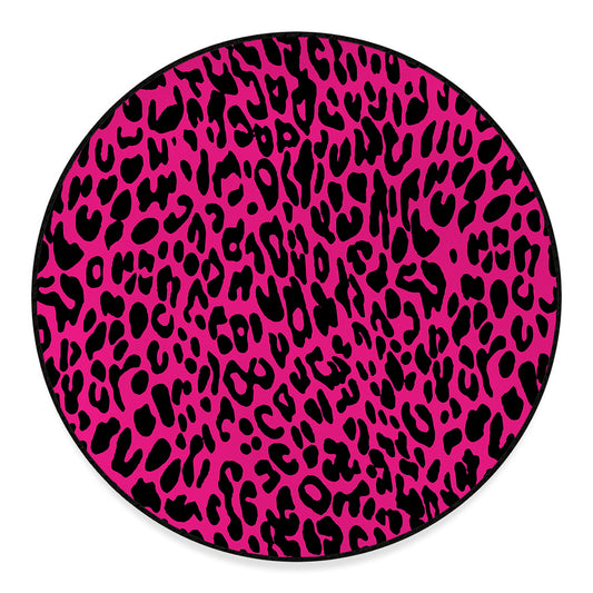 Hot Pink Leopard Print Round Floor Mat