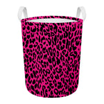 Hot Pink Leopard Print Round Laundry Basket