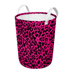 Hot Pink Leopard Print Round Laundry Basket