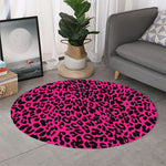 Hot Pink Leopard Print Round Rug