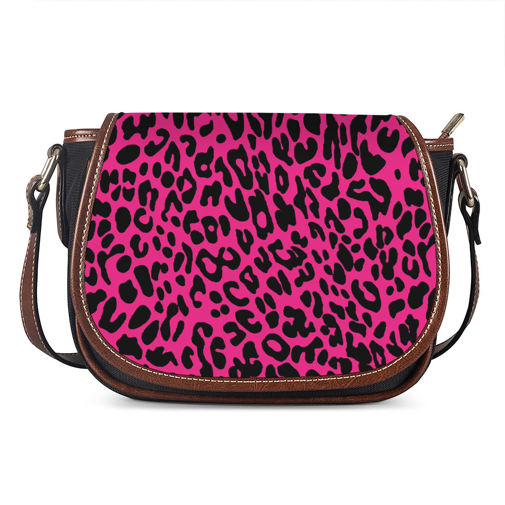 Hot Pink Leopard Print Saddle Bag