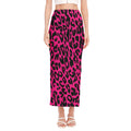 Hot Pink Leopard Print Side Slit Maxi Skirt