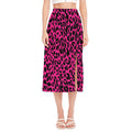 Hot Pink Leopard Print Side Slit Midi Skirt