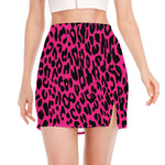 Hot Pink Leopard Print Side Slit Mini Skirt