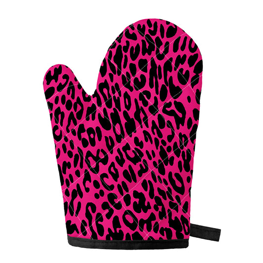 Hot Pink Leopard Print Single Oven Mitt