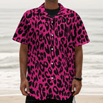 Hot Pink Leopard Print Textured Short Sleeve Shirt