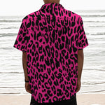 Hot Pink Leopard Print Textured Short Sleeve Shirt