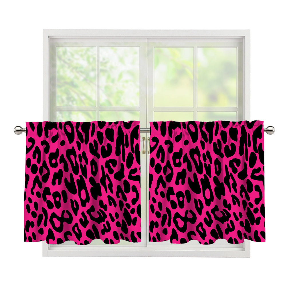 Hot Pink Leopard Print Tier Curtains