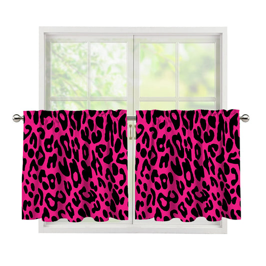 Hot Pink Leopard Print Tier Curtains