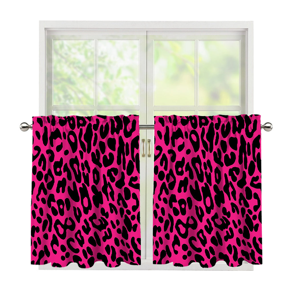 Hot Pink Leopard Print Tier Curtains