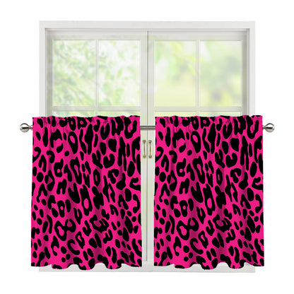 Hot Pink Leopard Print Tier Curtains
