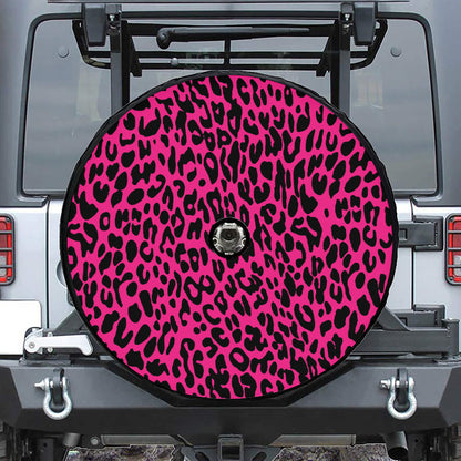 Hot Pink Leopard Print Tire Cover With Camera Hole