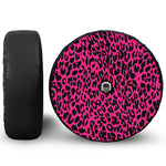Hot Pink Leopard Print Tire Cover With Camera Hole