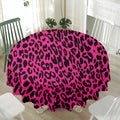 Hot Pink Leopard Print Waterproof Round Tablecloth