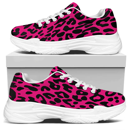 Hot Pink Leopard Print White Chunky Shoes