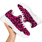 Hot Pink Leopard Print White Chunky Shoes