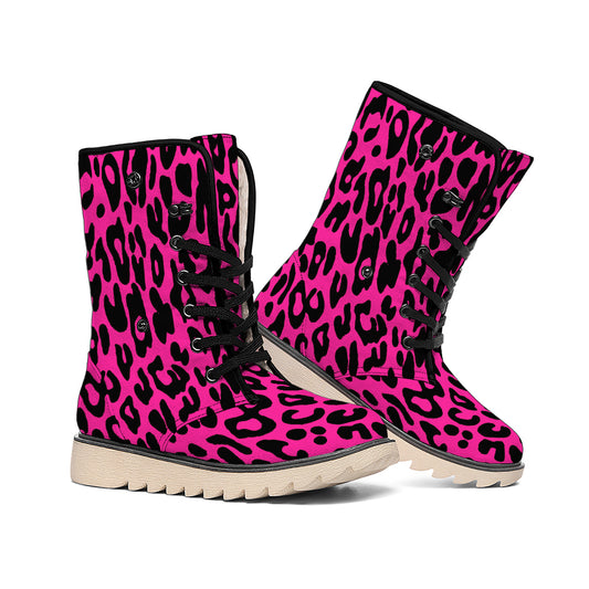 Hot Pink Leopard Print Winter Boots
