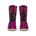 Hot Pink Leopard Print Winter Boots