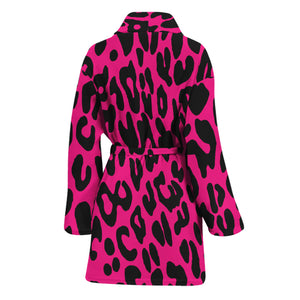 Hot Pink Leopard Print Women's Bathrobe