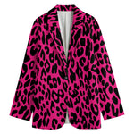 Hot Pink Leopard Print Women's Blazer