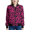 Hot Pink Leopard Print Women's Bomber Jacket