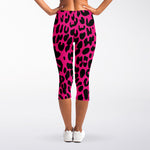 Hot Pink Leopard Print Women's Capri Leggings