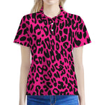 Hot Pink Leopard Print Women's Polo Shirt