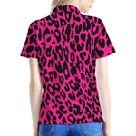 Hot Pink Leopard Print Women's Polo Shirt