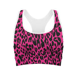 Hot Pink Leopard Print Women's Sports Bra