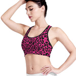 Hot Pink Leopard Print Women's Sports Bra