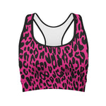Hot Pink Leopard Print Women's Sports Bra