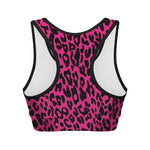 Hot Pink Leopard Print Women's Sports Bra