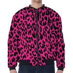 Hot Pink Leopard Print Zip Sleeve Bomber Jacket