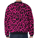 Hot Pink Leopard Print Zip Sleeve Bomber Jacket