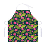 Hot Pink Lotus Pattern Print Adjustable Apron
