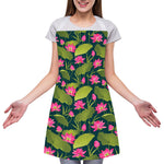 Hot Pink Lotus Pattern Print Adjustable Apron