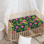 Hot Pink Lotus Pattern Print Baby Crib Sheet