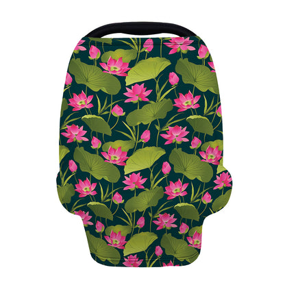 Hot Pink Lotus Pattern Print Baby Seat Cover
