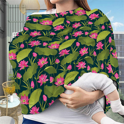 Hot Pink Lotus Pattern Print Baby Seat Cover