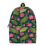 Hot Pink Lotus Pattern Print Backpack