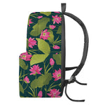 Hot Pink Lotus Pattern Print Backpack