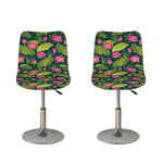 Hot Pink Lotus Pattern Print Bar Stool Covers